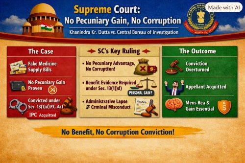 No Pecuniary Gain, No Conviction under Prevention of Corruption Act