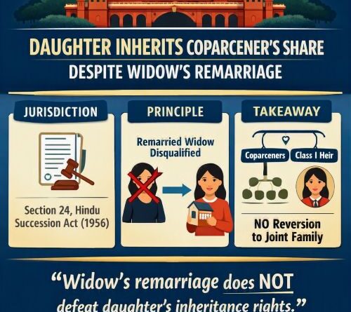 Remarriage of widow does not extinguish Daughter’s Coparcenary Right