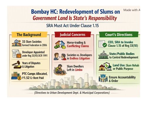 Redevelopment of Slum on Government land – SRA responsibility