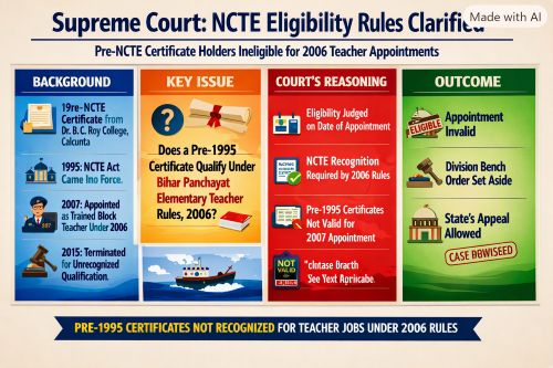 Eligibility Must Be Assessed on the date of Teacher Appointment, Not on the Certificate.